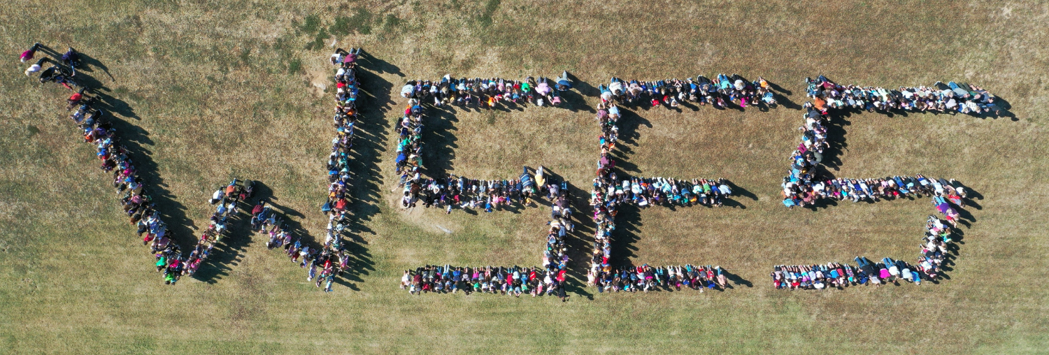 Students and Staff forming a large WSES from their bodies